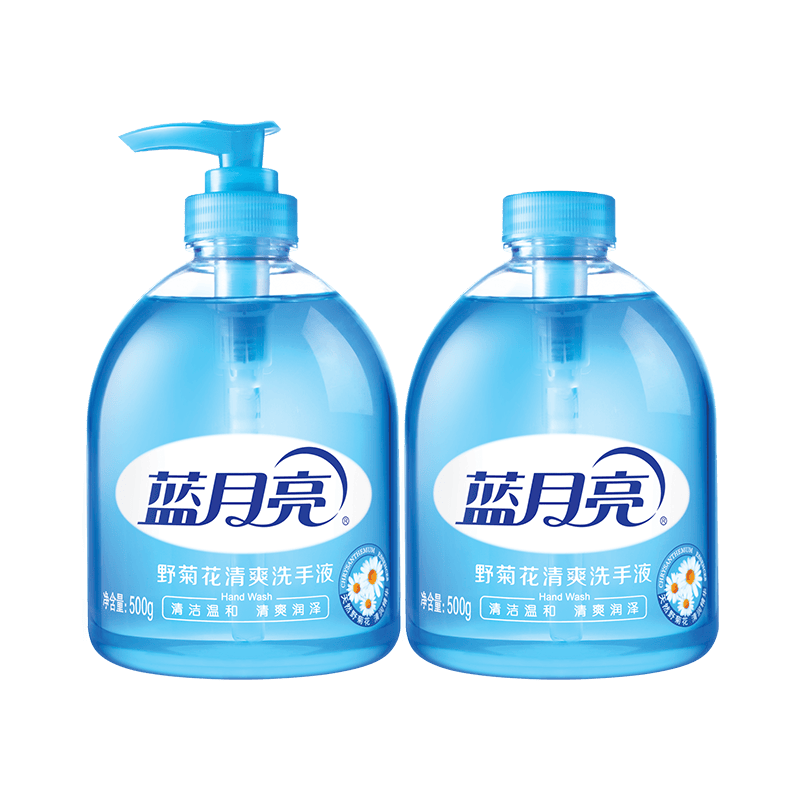 蓝月亮洗手液 家庭装瓶装 清爽去油去腥 保湿护手 清香型洗手液 500g*1瓶 +500g*1瓶补