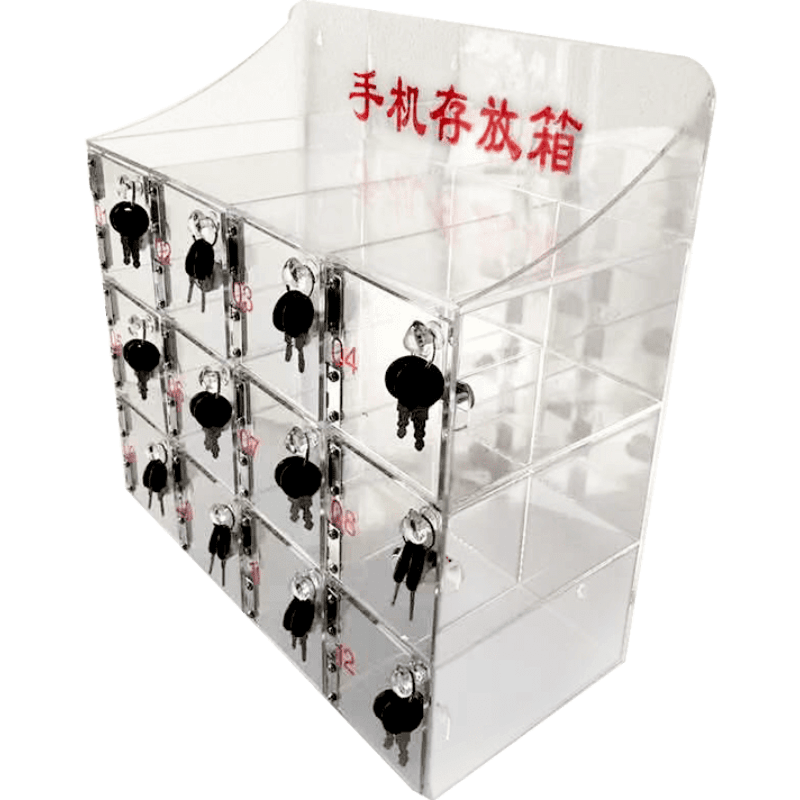 手机存放柜透明亚克力存放箱保管柜收纳盒寄存箱存放盒带锁员工存放手机柜工厂学校单位储物柜 50门(大款10*10*18cm)