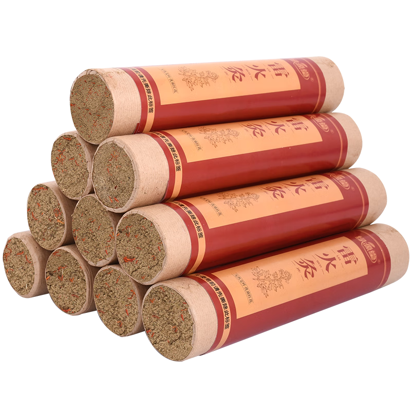 綠源堂雷火灸艾條4cm紅花粗艾灸條家用熏10根南陽三年陳純艾草條艾灸棒