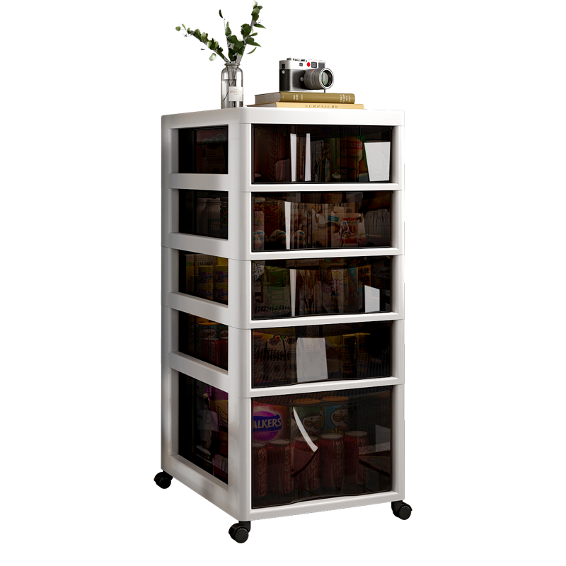 蔻丝(ColesHome)抽屉式零食收纳架家用客厅多层儿童玩具塑料移动储置物柜子 全加高5层