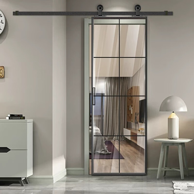 极窄边框谷仓门极简玻璃厕所卫生间厨房单轨吊轨厕所推拉移门 单玻