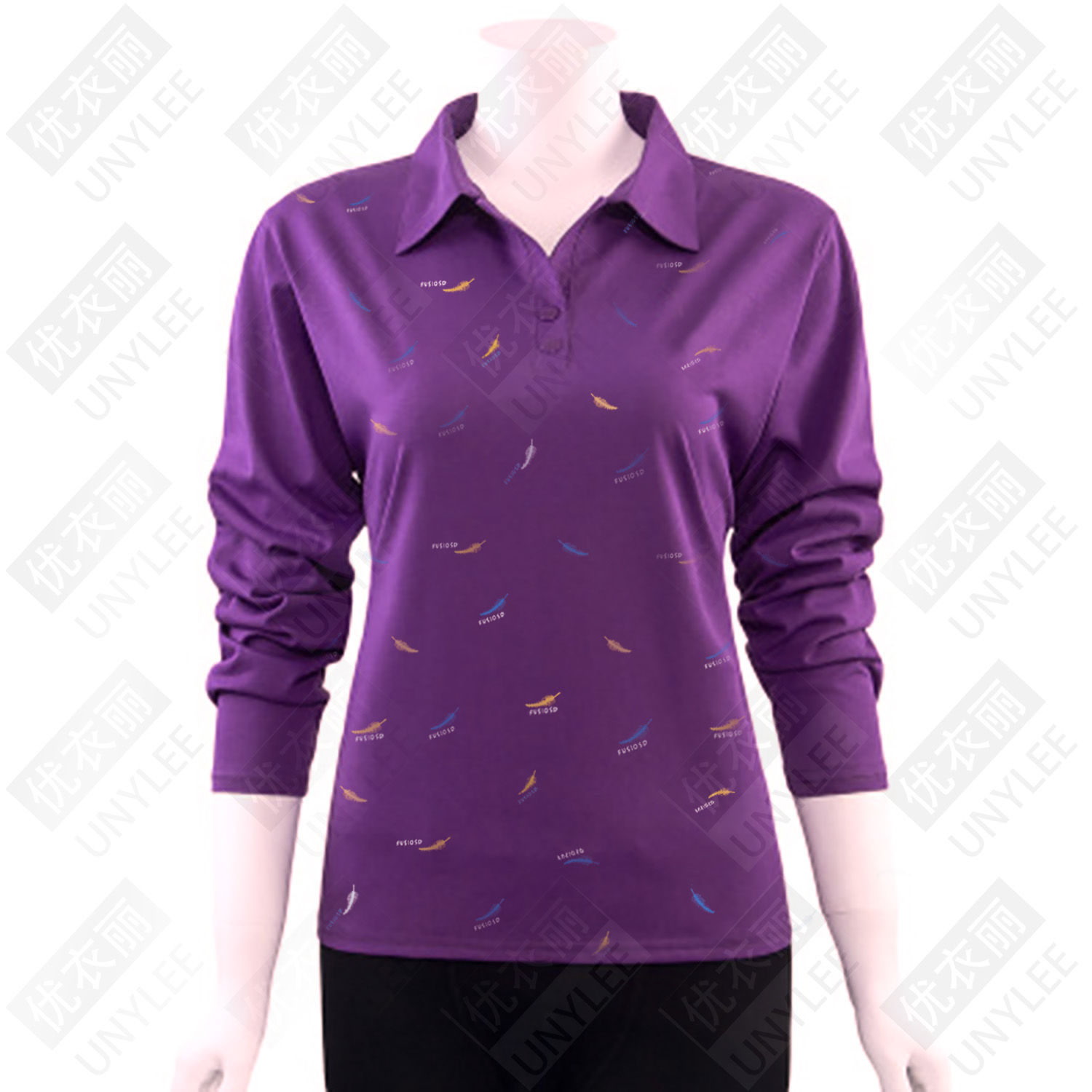 中老年女装长袖t恤衫妈妈装翻领含棉t恤女士宽松大码休闲运动上衣