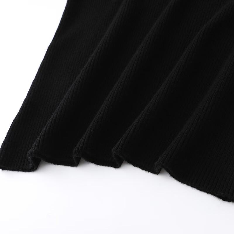 恒源祥弹力修身羊毛衫女冬季新款拉链翻领套头毛衣休闲纯色内搭针织衫女 黑色 XL /175/96A