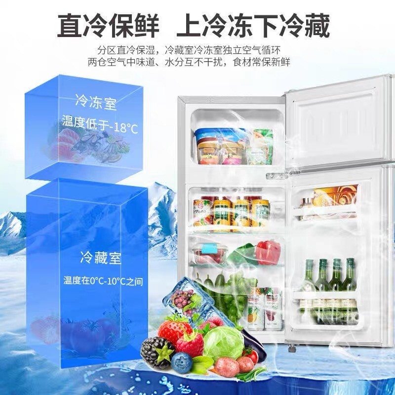 容声（Ronsleda）小冰箱双开门 小型家用租房宿舍 冷藏冷冻 一级能效节能省电 Ronsleda129-56L双门金色【一级能效】