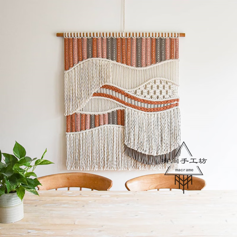 罔济波西米亚编织挂画 彩浪波西米亚编织挂毯北欧民宿玄关客厅沙i