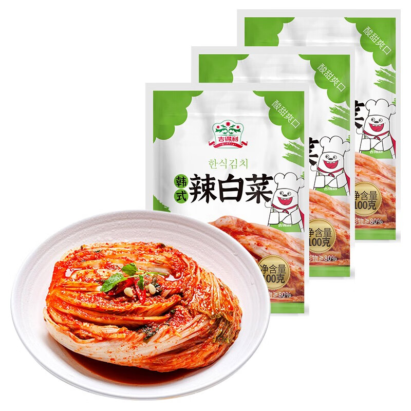 吉得利吉得利 韩式辣白菜 100g袋装 韩国风味泡菜  咸菜 5袋