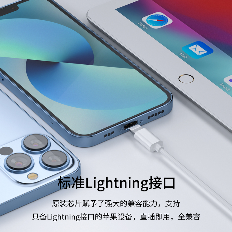 恩科(ENKOR) 苹果耳机Lightning扁头入耳式有线手机耳机适用iPhone13/7/8plus/XS/Max/XR/11/12mini Pro iPad