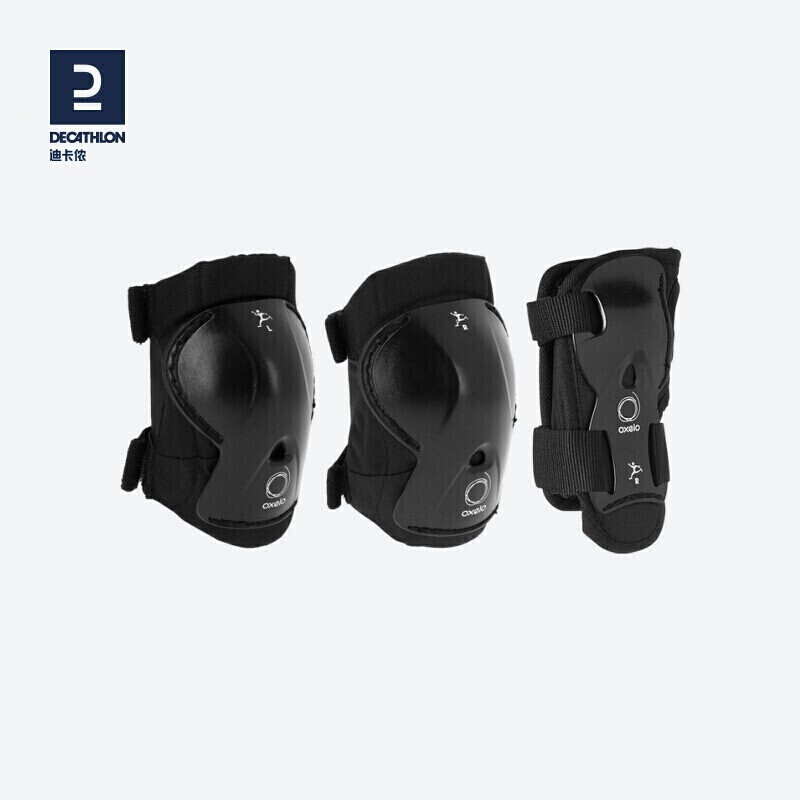 迪卡侬儿童轮滑滑板溜冰滑冰防护装备护具护膝护肘ivs3黑色xs(尺码