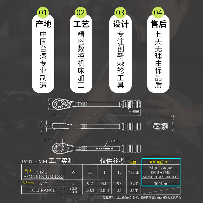 iBrand进口迷你棘轮扳手内六角快速直角扳手自行车骑行维修工具 迷你旋具头棘轮快扳