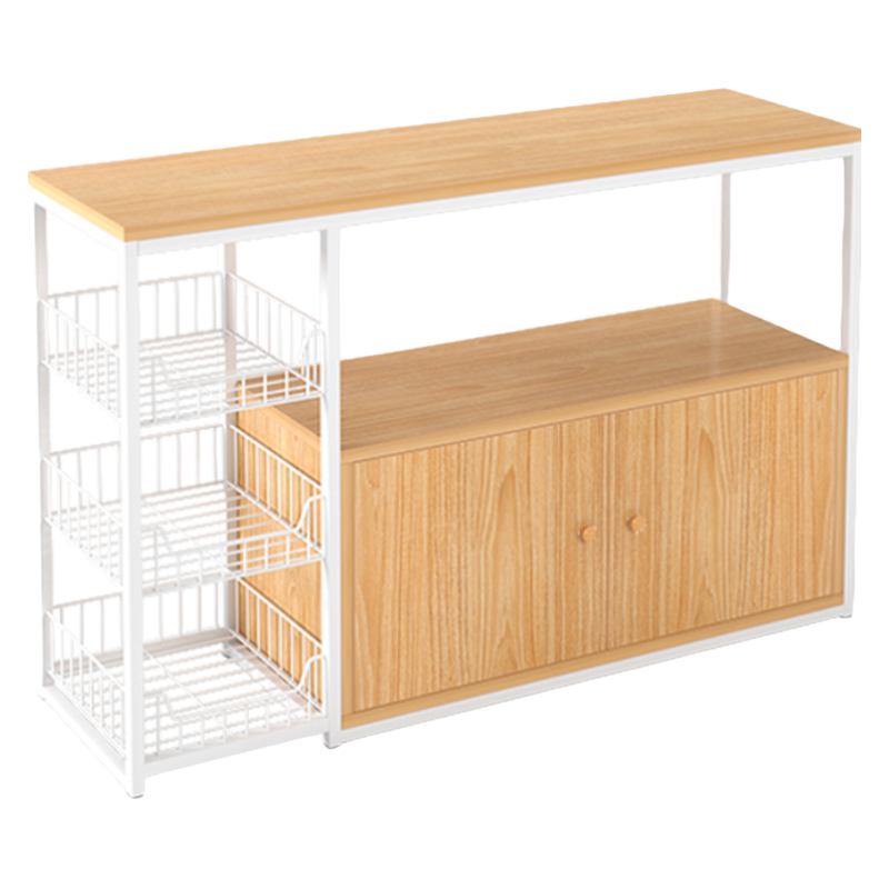 人文成家 置物架简约厨房储物架多层置物收纳架微波炉架简约水果蔬菜篮架子 【单门款】80*30*80cm橡木色