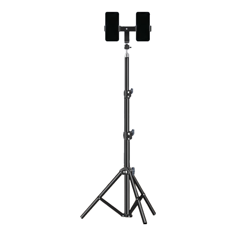斯泰克【雙機位手機夾云臺2.1米】自拍桿手機落地支架直播三腳架伸縮便攜神器自拍拍照三角夾萬(wàn)能通用