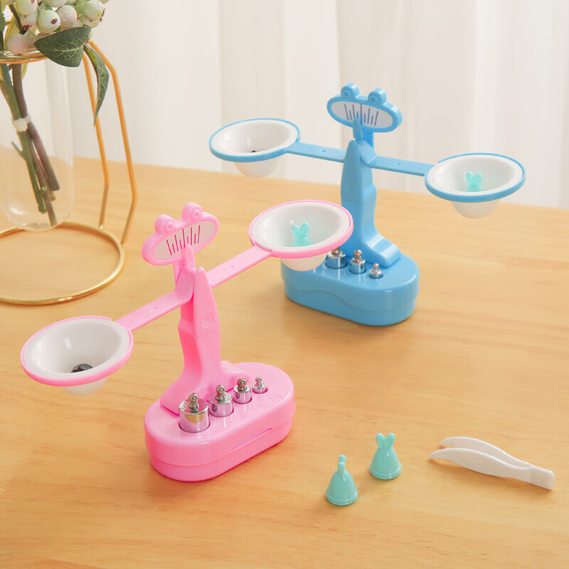 托盘天平称测量物体质量单位概念科学实验工具教具学生文具 蓝色一个