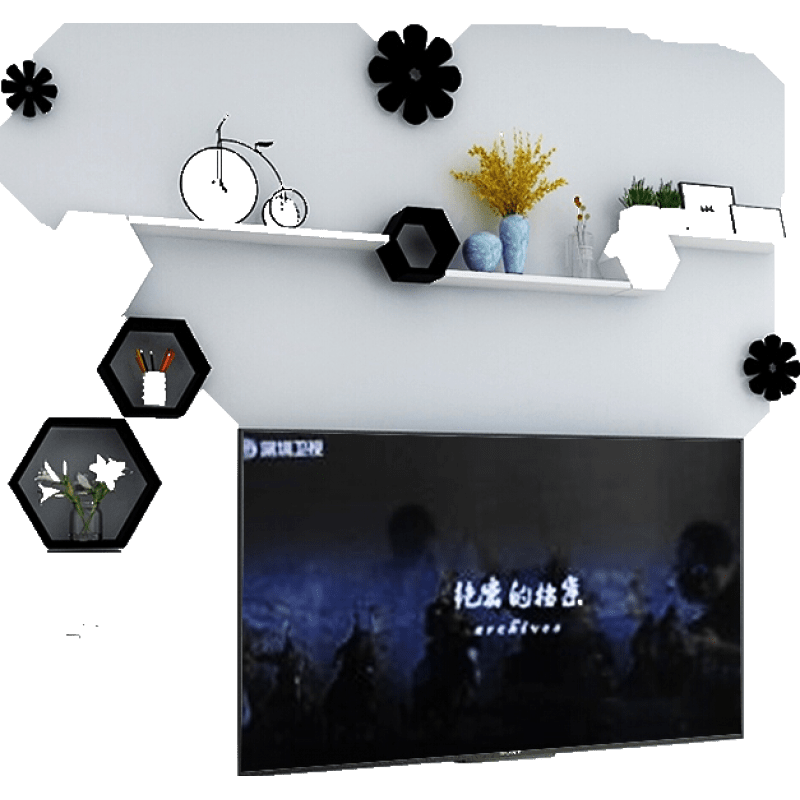 【钢琴烤漆 现货速发】墙上置物架挂墙客厅电视背景墙卧室墙壁挂免打孔墙面装饰创意格子 A套餐