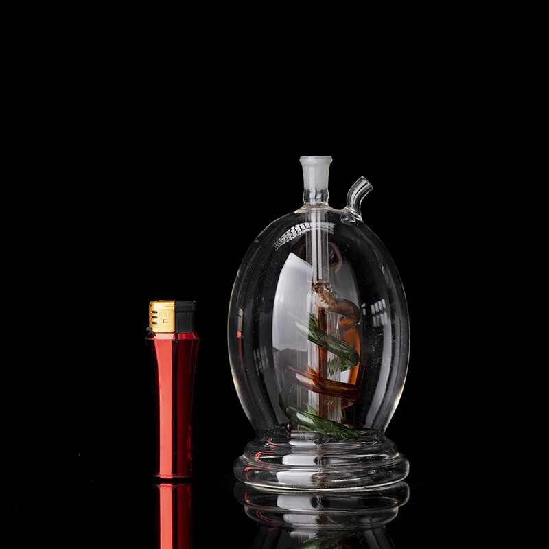 龙浩腾灯泡盘丝玻璃水烟壶双层过滤玻璃烟具玻璃烟斗赠1锅1板 软管