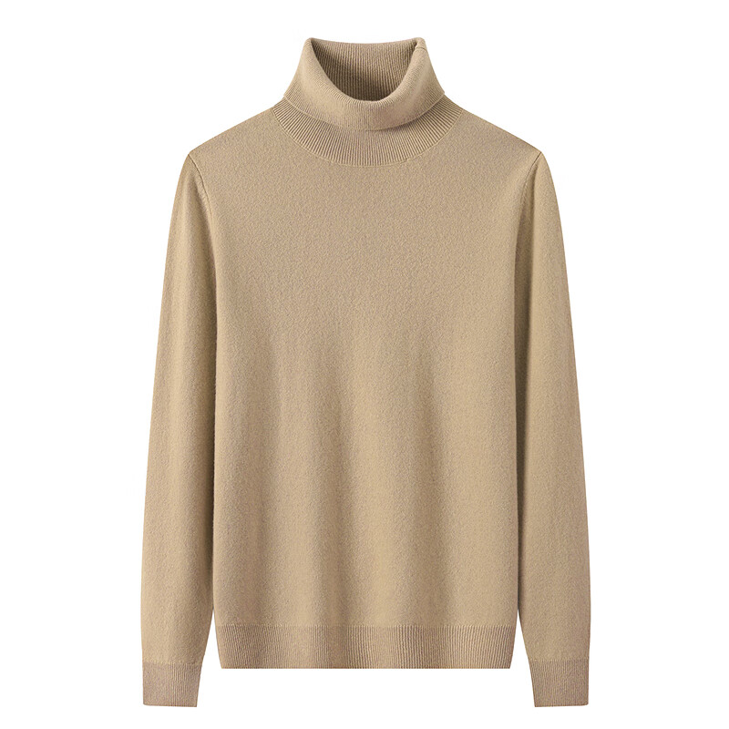 恒源祥高领羊毛衫女秋冬季新款两翻领套头纯色毛衣内搭打底衫针织衫女 香槟驼 M /165/88A
