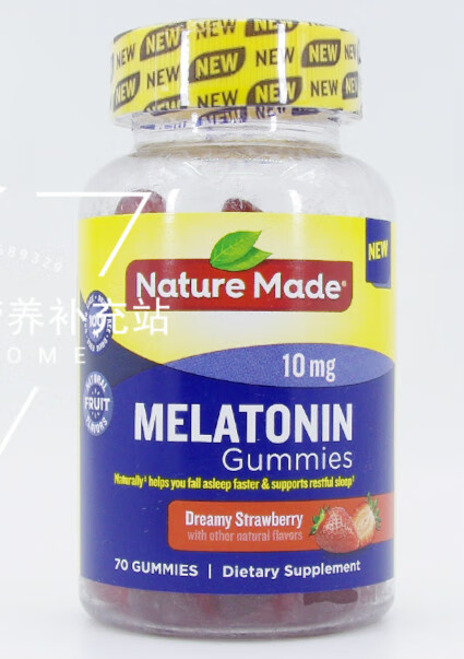 美国Nature made Melatonin褪黑素草莓味软糖松果体素10mg 70粒