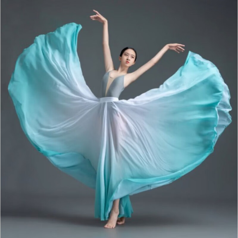 欧黛秀新疆舞蹈服装女大摆裙720度连衣裙现代舞摄影写真服古典舞飘逸