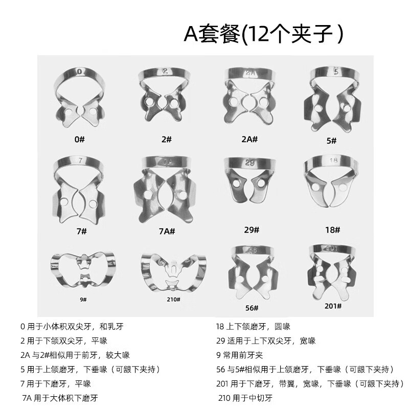 橡皮障夹子牙科材料不锈钢放置板蝴蝶磨牙夹口腔美学器械工具 橡皮障