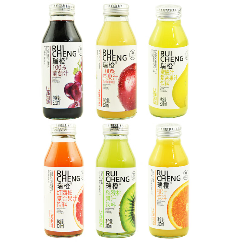 瑞橙瑞橙复合果汁饮料 320ml 玻璃瓶 随机口味6瓶