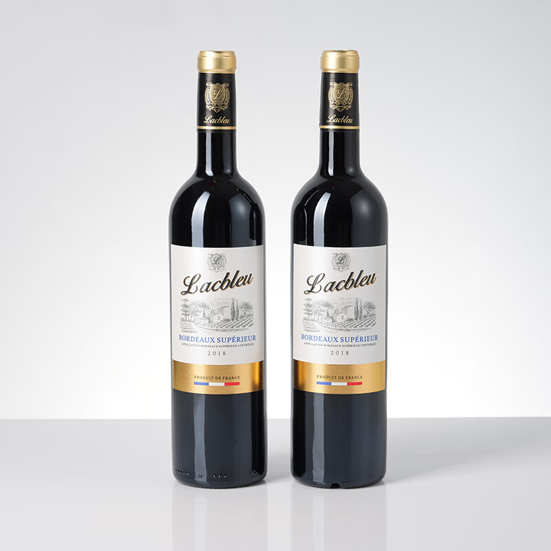 lacbleu法国原装进口红酒 2018aoc级 lacbleu美森干红 双支礼盒装