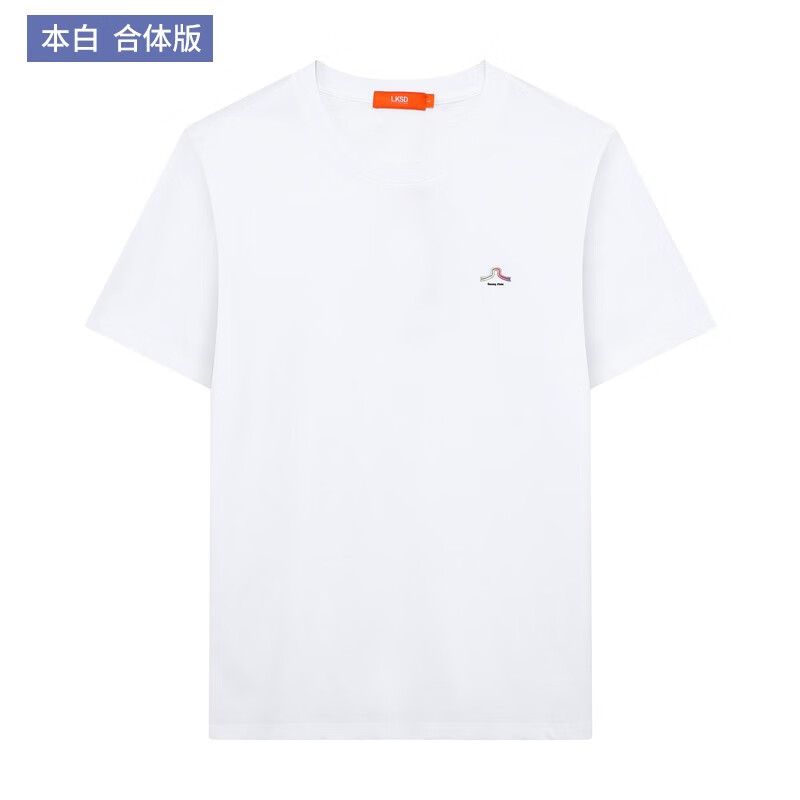 莱克斯顿男装2025夏季新款男士纯色休闲T恤男士绣花休闲短袖T恤 中黄 46/S(165/90)