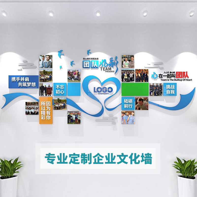 企业文化墙 展板装饰励志墙 设计定制公司员工风采照片墙背景墙 常规