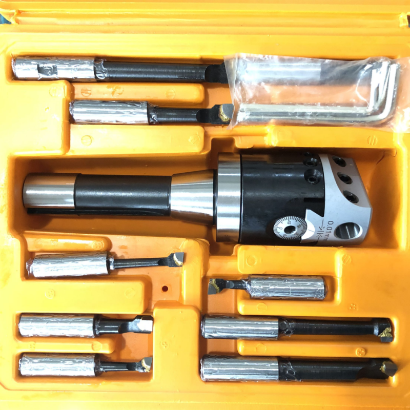 惠利得普通铣床镗刀 r8镗孔器直柄镗孔刀2寸微调精镗刀套装炮塔铣镗