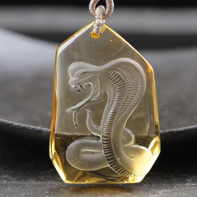 茂然黄水晶蛇吊坠男女生肖项链挂坠