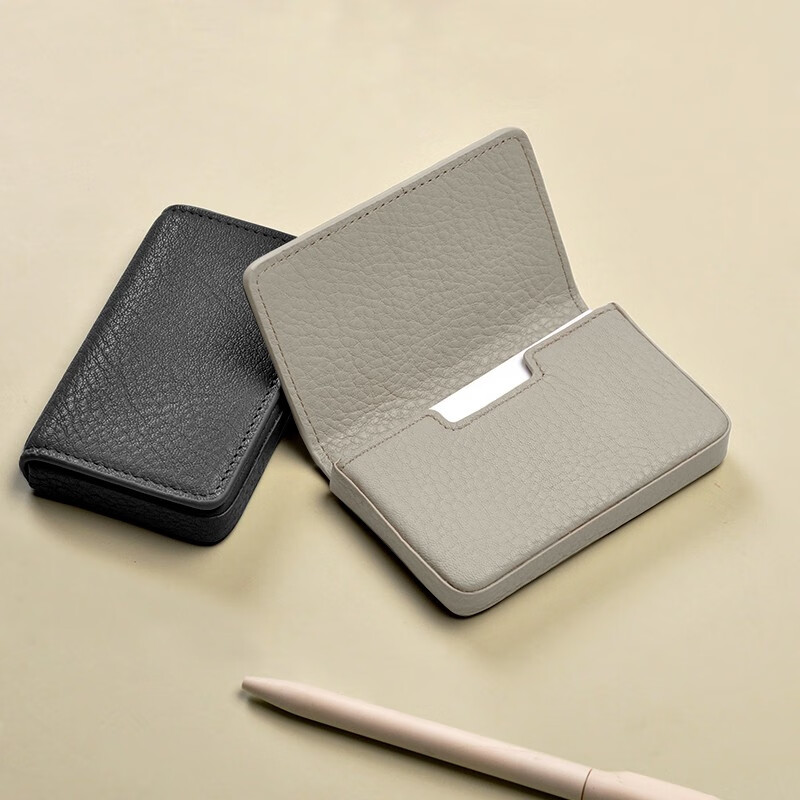 LEATHEROLOGY奥勒吉头层牛皮翻盖名片夹商务男女卡包收纳盒证件包卡套卡盒卡夹 玛瑙黑