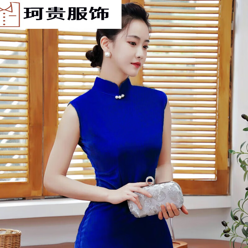 荣西图2023春秋旗袍修身大弹力大码长款旗袍裙无袖形体 深灰色 宝蓝色 S高性价比高么？