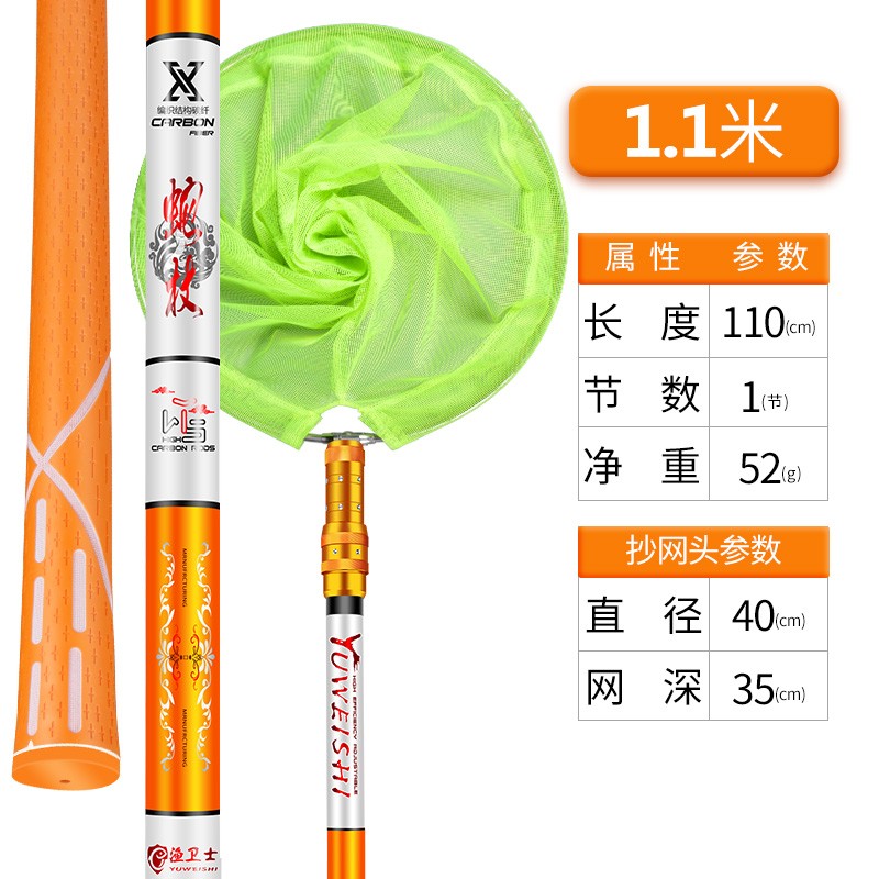抄网套装组合全套抄网竿碳素杆超硬加厚伸缩裸钓鱼抄网头捞鱼网兜 1.