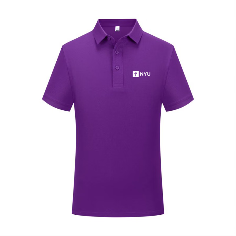世界名校纽约大学紫色校友校庆留学生纪念翻领t恤logo短袖定制 紫色 s