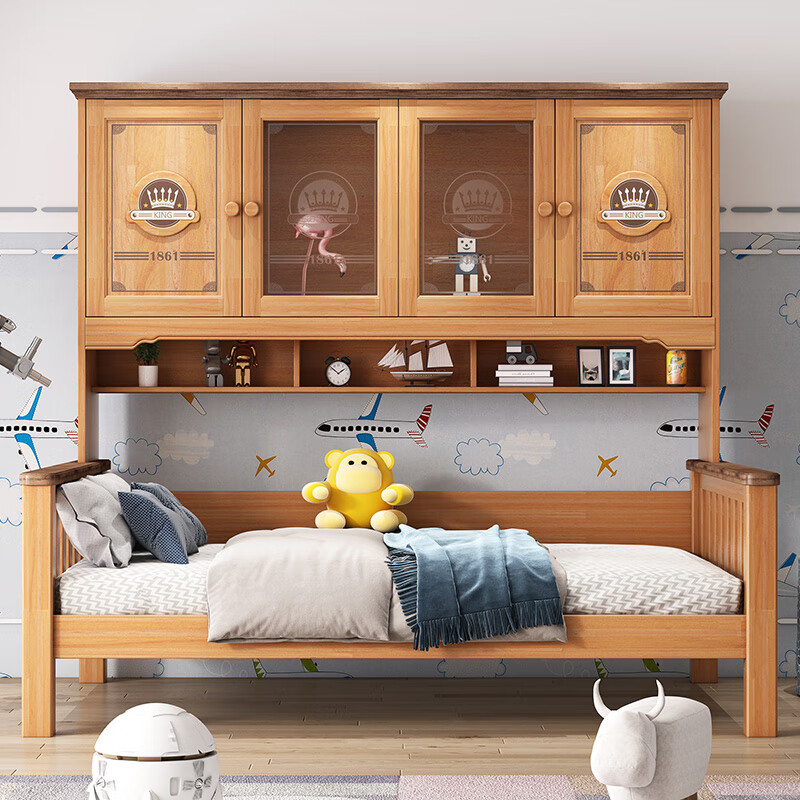 果佳家（GOJAJA G） 果佳家儿童床全实木衣柜床上下高低床子母双层床 衣柜床(含床垫) 1.2*2米