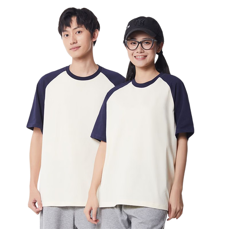 千以揚(yáng)純棉工作服短袖T恤定制插肩袖撞色圓領(lǐng)T恤廣告衫文化衫定制