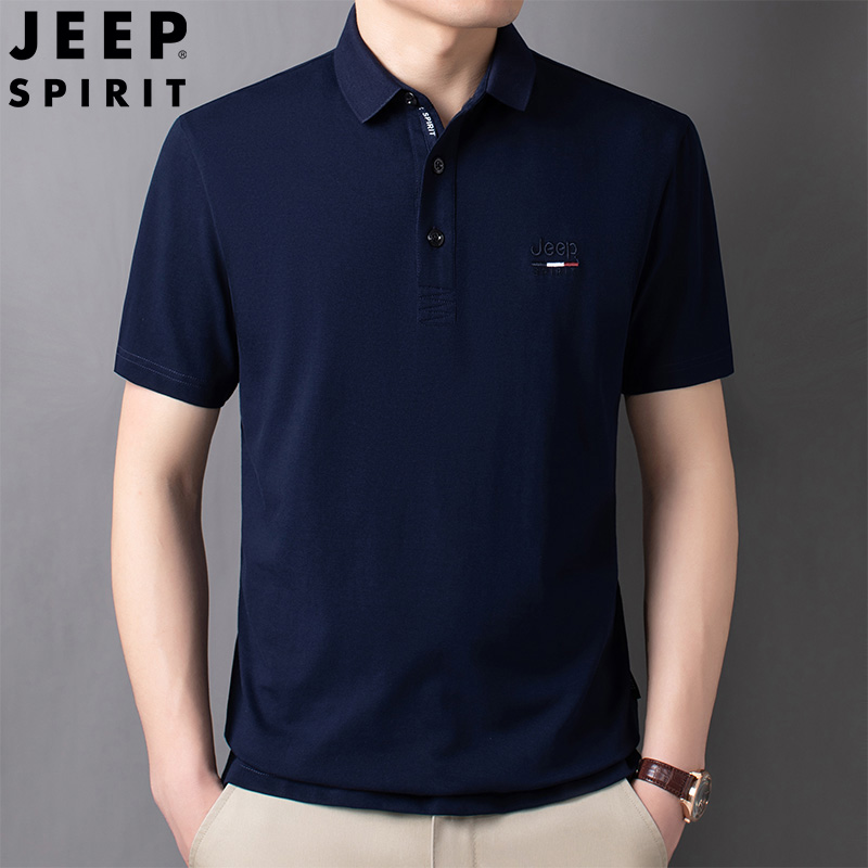 吉普（JEEP）polo衫男短袖夏季男士宽松商务翻领上衣男装爸爸夏装t恤 蓝色 L怎么看?
