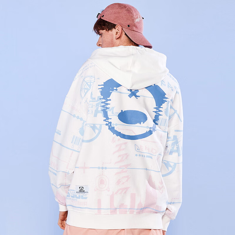 天龙致尊denon supreme卫衣男女潮牌撞色卡通涂鸦字母印花oversize