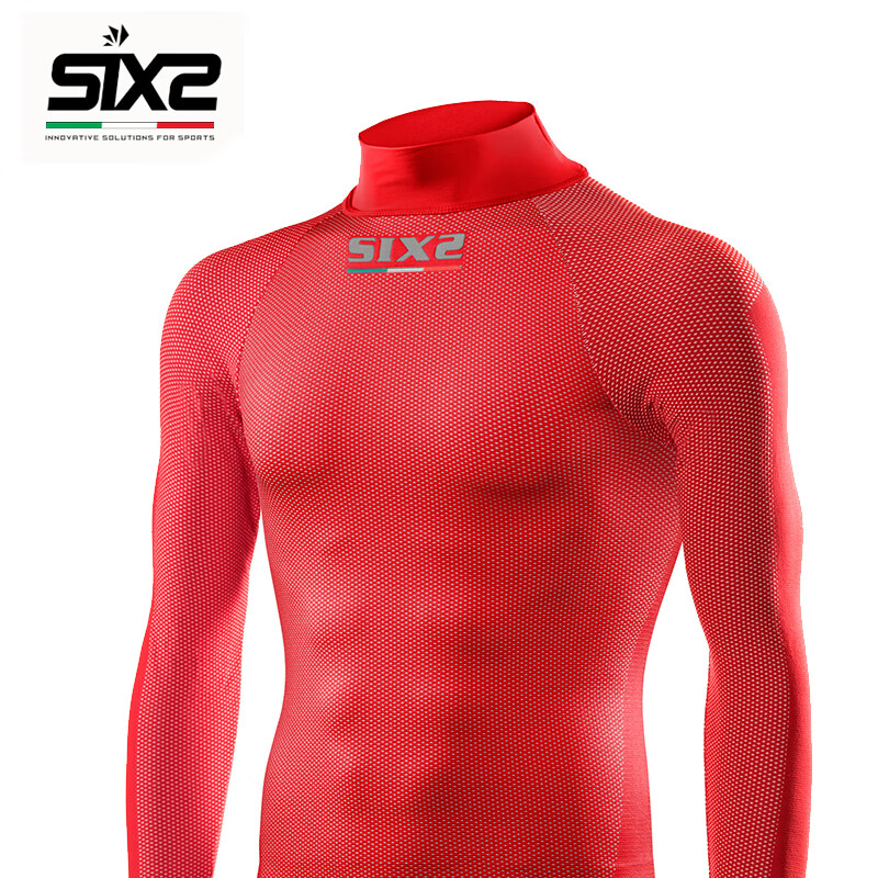 SIXS TS3 四季标准款运动衣 高领长袖 碳纤维面料 滑雪 跑步 摩托车 运动内衣 吸汗快干保暖舒适 红色 XL号