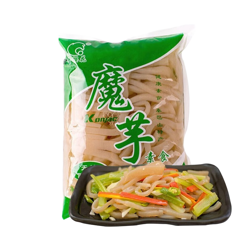 雪櫻花陜西特產(chǎn)魔芋豆腐 魔芋爽魔芋粉魔芋面魔芋涼皮燒烤火鍋食材 魔芋條400g*5袋