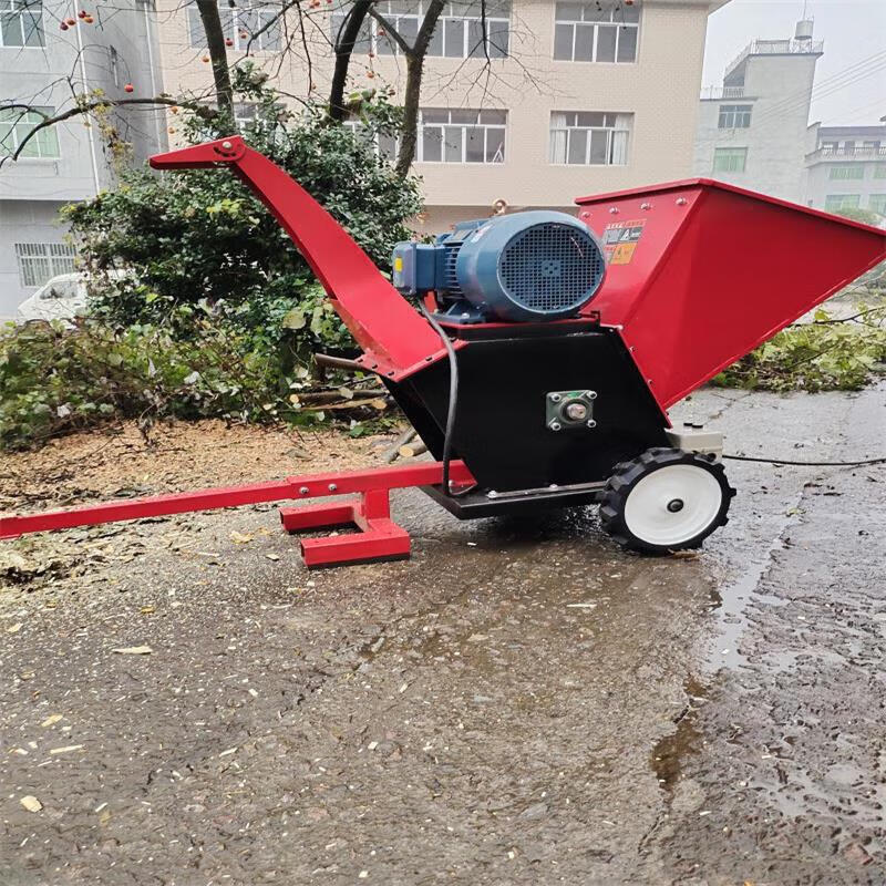 鍥灼樹枝汽油粉碎機柴油落葉機果園綠化農(nóng)業(yè)電動碎木機枝條果樹可移動 新款V型大口徑7.5千瓦3相380V