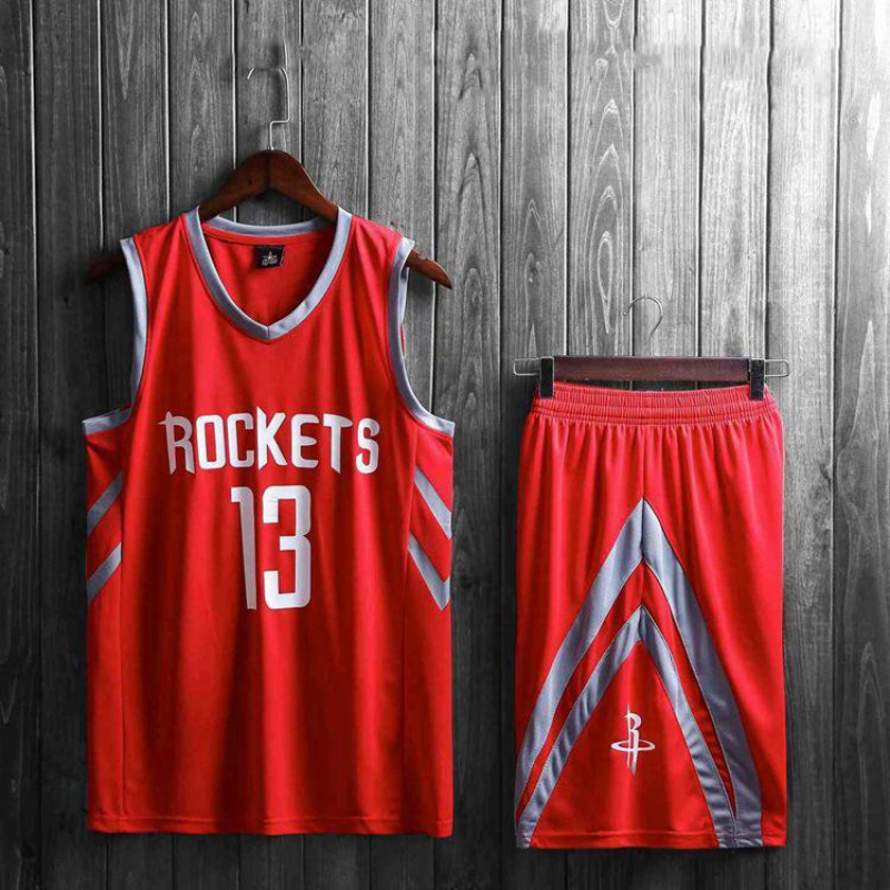 团队城市版复古黄詹姆斯篮球服女学生球衣初中高中生篮 哈登13号红色