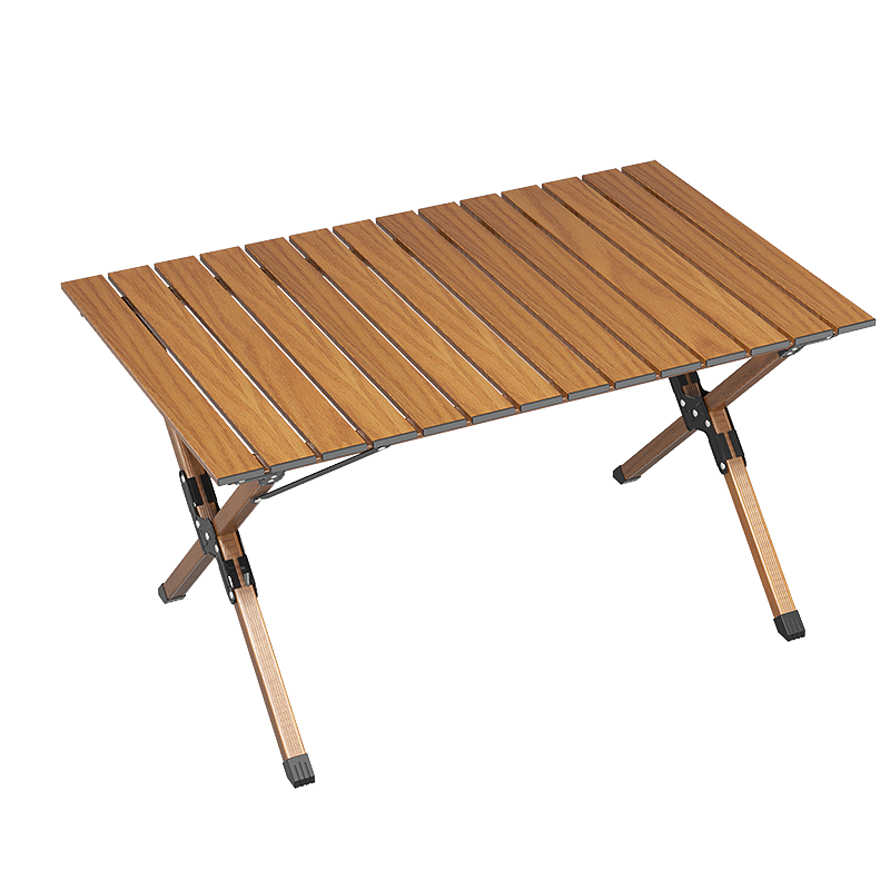 状元榜 户外蛋卷桌便携式折叠桌子克米特桌野餐露营桌自驾游野外车载桌简易桌 原木色 中号