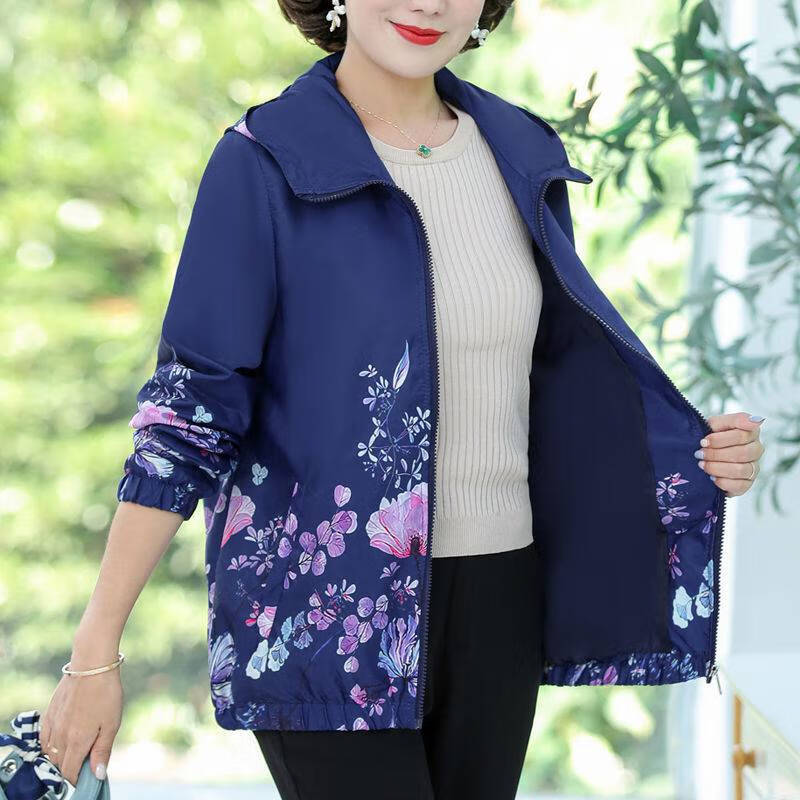 中老年春款夹克外套短款女休闲长袖妈妈薄款2021秋装新款女士洋气女式