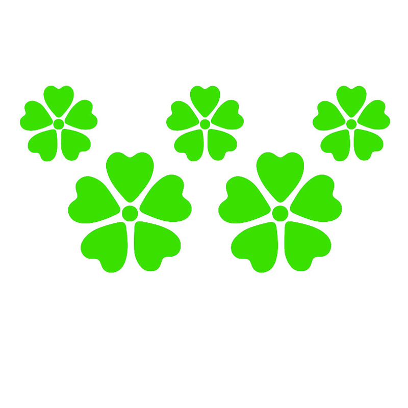 装饰反光车贴纸羽毛树叶个性创意保险杠改装贴纸汽 幸运草绿色一套