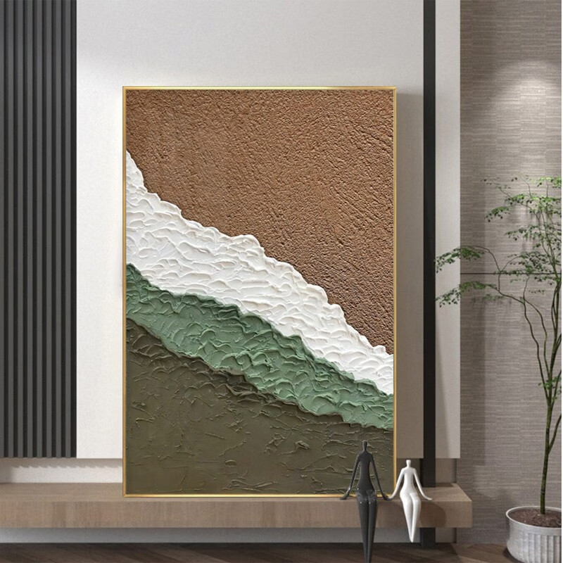 画韵(charmart) 抽象艺术装饰画绿色浪花肌理感壁画客厅沙发背景落地