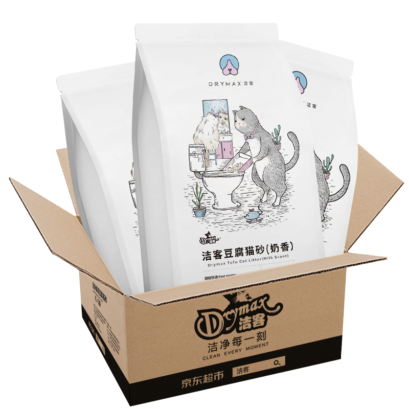 Drymax 洁客 豆腐猫砂 2.72kg*3袋 奶香味