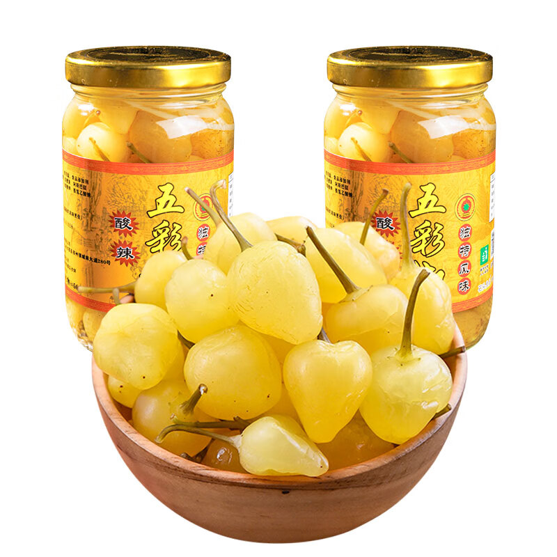 石头良品七彩泡椒广西特产 酸辣七彩椒泡椒300g*2瓶装 泡辣椒七彩灯笼