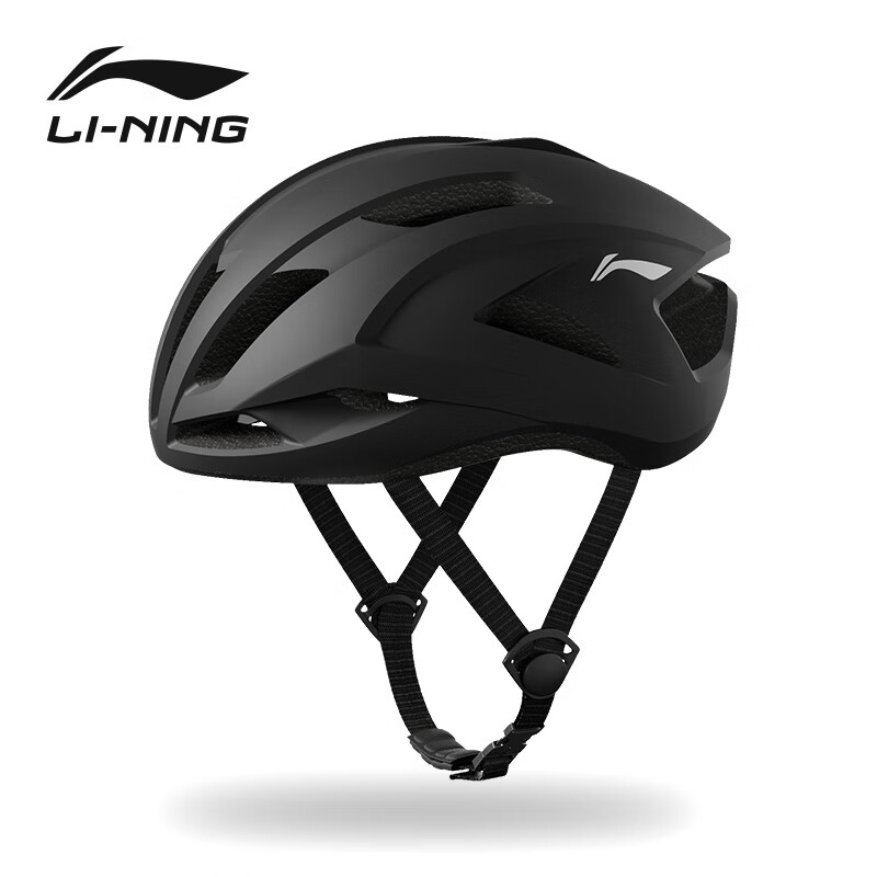 李宁（LI-NING）骑行头盔公路车自行车男款山地车安全女气动带风镜透气骑行帽装备 哑光黑【气动头盔 约280g】 L码【头尾57-61CM】