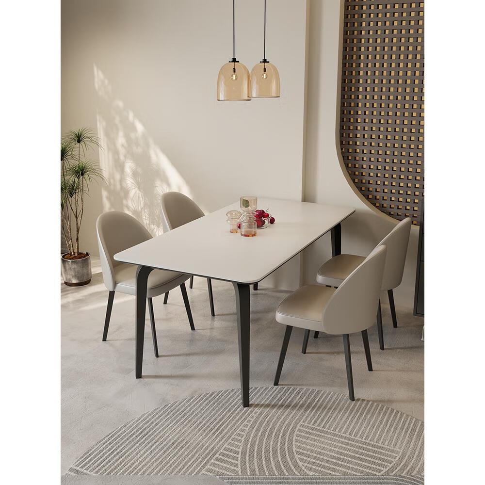 cbd意式岩板餐桌椅家用吃饭长方形大小户型简约现代依诺岩板餐桌 单