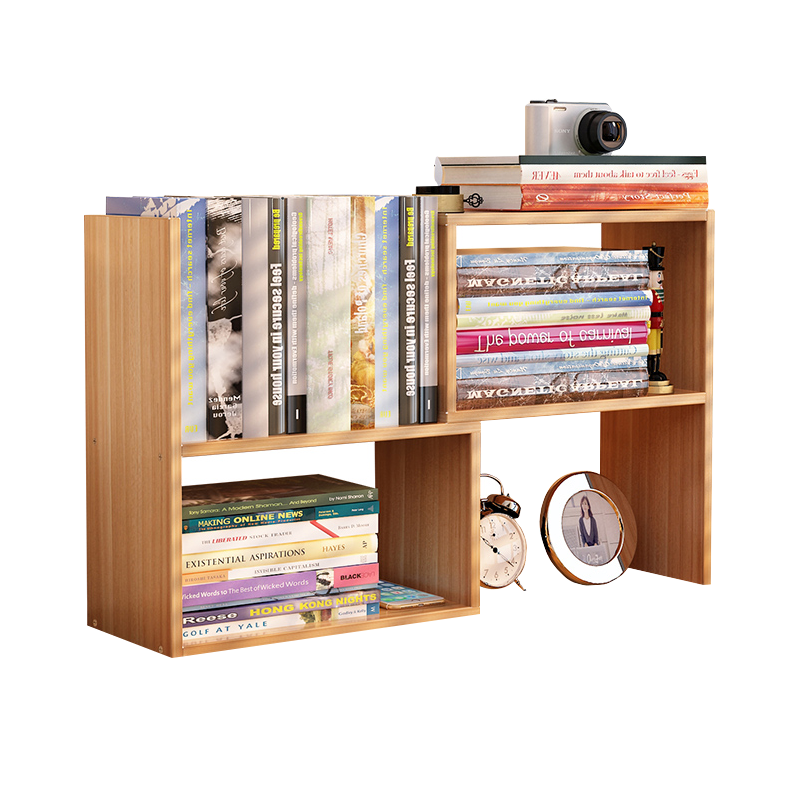 火月亮 学生用桌上书架小书架办公室收纳宿舍迷你置物架桌面简易 黑胡桃色