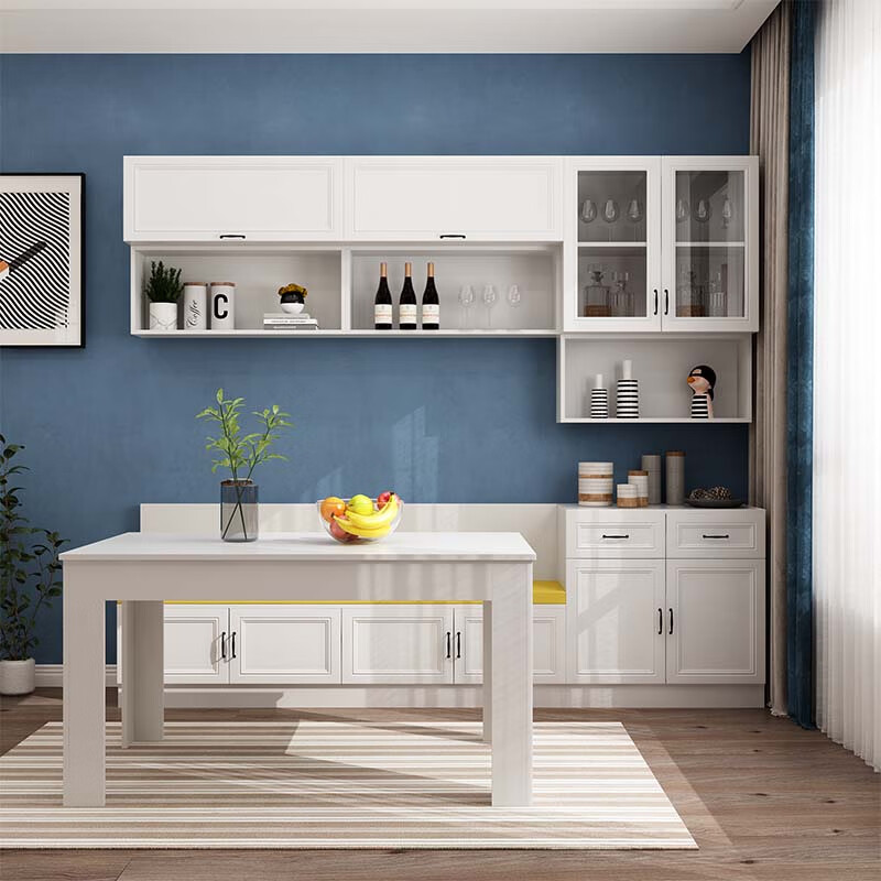 梦麦斯 简约卡座餐边柜餐桌组合含餐桌 2把椅子2600*2100*2240 db